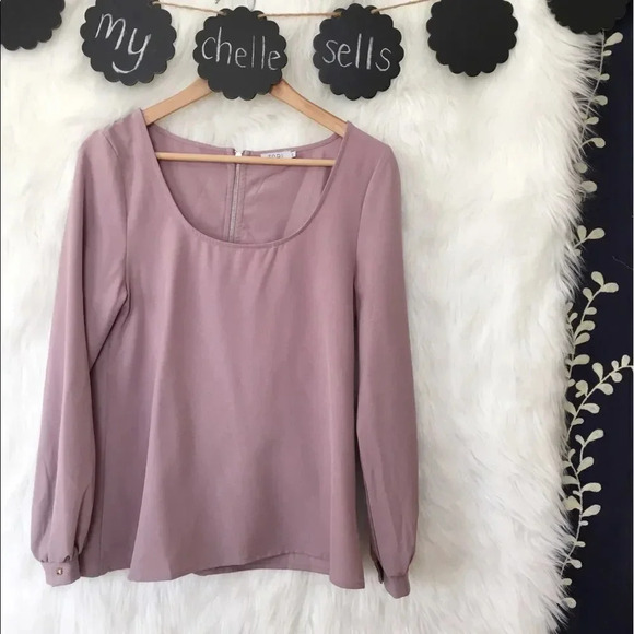 TOBI Mauve Scoop Neck Long Drapey Flowy‎ Sleeve Blouse-K25 - Picture 1 of 5